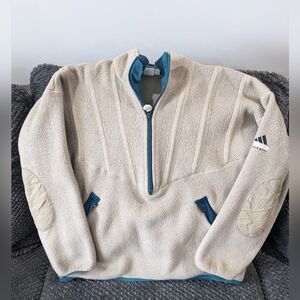 Vintage 1980s/90s Adidas Equipment Polartec Half Zip Fleece Women M Beige/Green